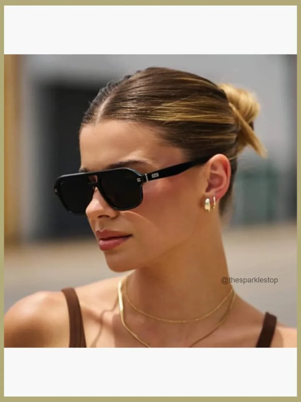 Acetate Frame Polarized Aviator Sunglasses with Double Bridge